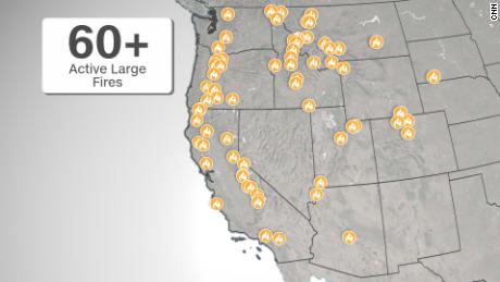 The current active large fires in the United States