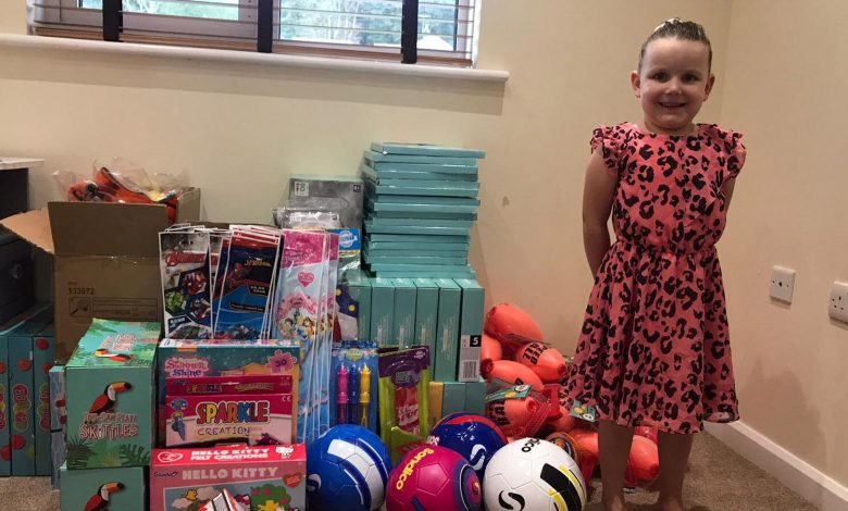 4 year old girl start making christmas care packages for needy kids after a bad dream