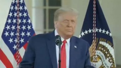 Photo of President Trump’s voice sounds terrible during his White House speech