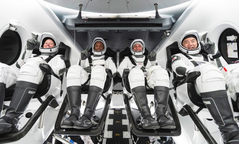 Crew-1 astronauts in Crew Dragon