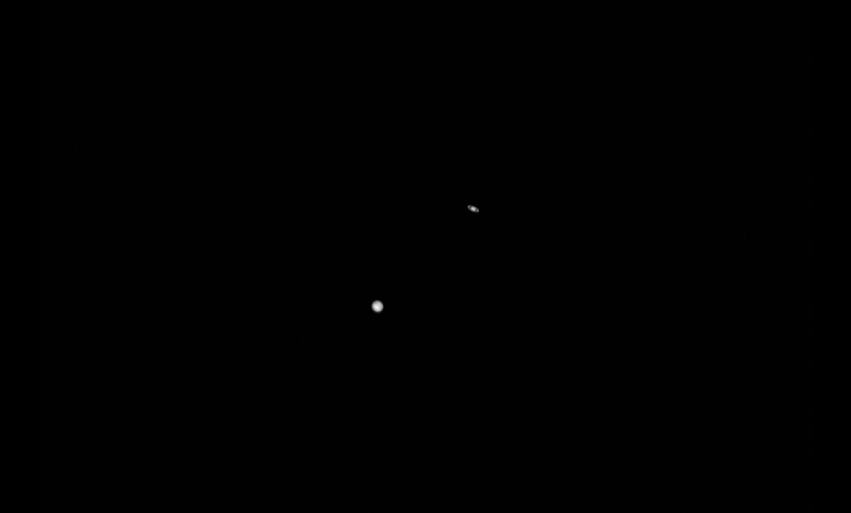 NASA's probe is capturing an image of the "Great Coupling" of Jupiter and Saturn from the Moon