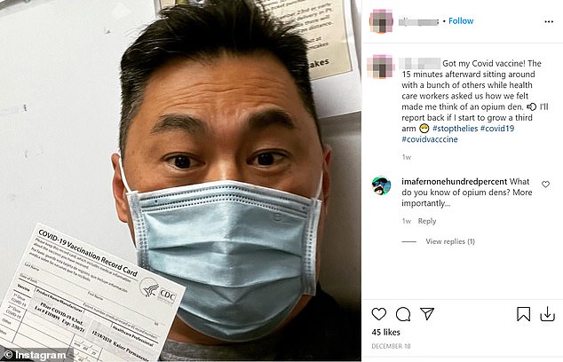 Emergency nurse Matthew W. (pictured) received a Pfizer vaccine on December 18, according to Instagram