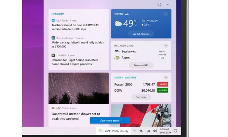 Microsoft is creating a "news and weather" widget for the taskbar on Windows 10