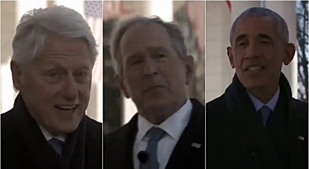 The United States, Clinton, Bush and Obama together in a video: "Biden encourages you"