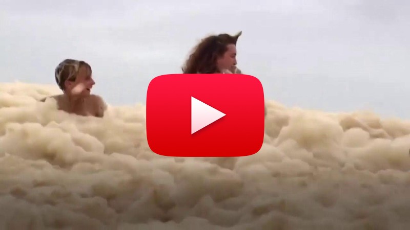 Severe weather in Australia: The dog disappears under the foam submerging the beach.  Video