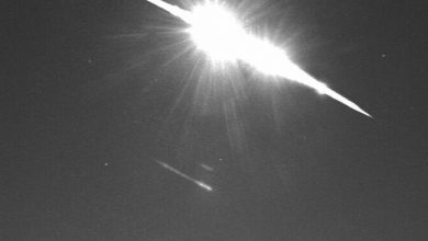 Photo of The meteor protrudes like fireworks over the UK skyline at night