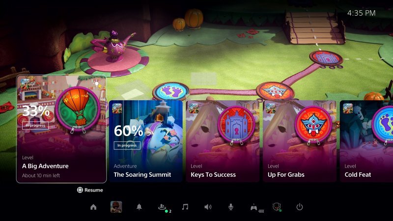 Example activity card on PS5, in this case with Sackboy