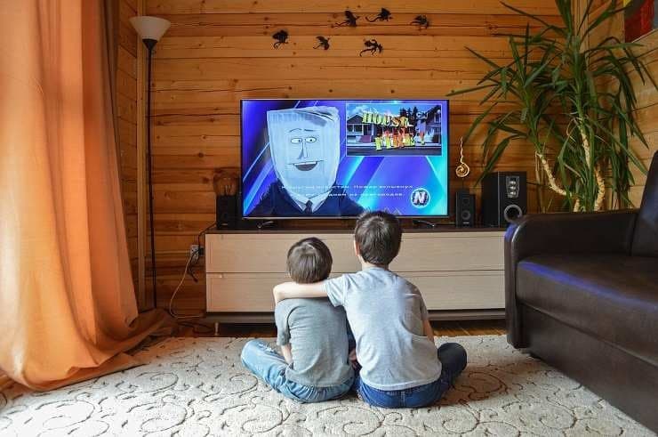 Two kids watching Ray Cannon TV
