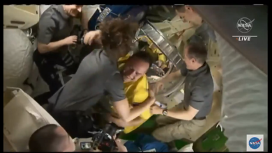Photo of Three Soyuz astronauts on the International Space Station, greeted with smiles and hugs – Space and Astronomy