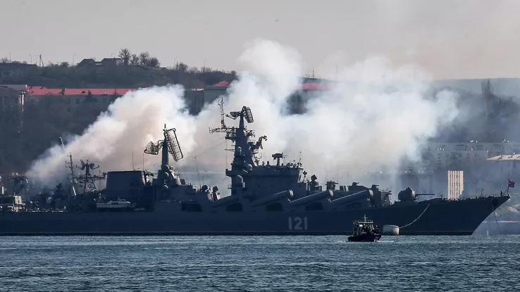 Ukraine, the Russian ship Vsevolod Bobrov is on fire in the Black Sea.  Hit near Snake Island