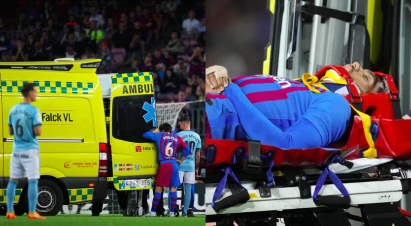 Araujo, how scary it is at Camp Nou: even the ambulance is on the field