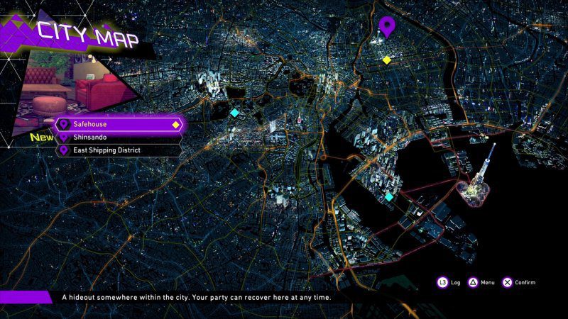 Soul Hacker 2: The map through which we will be able to visit the different locations of the game