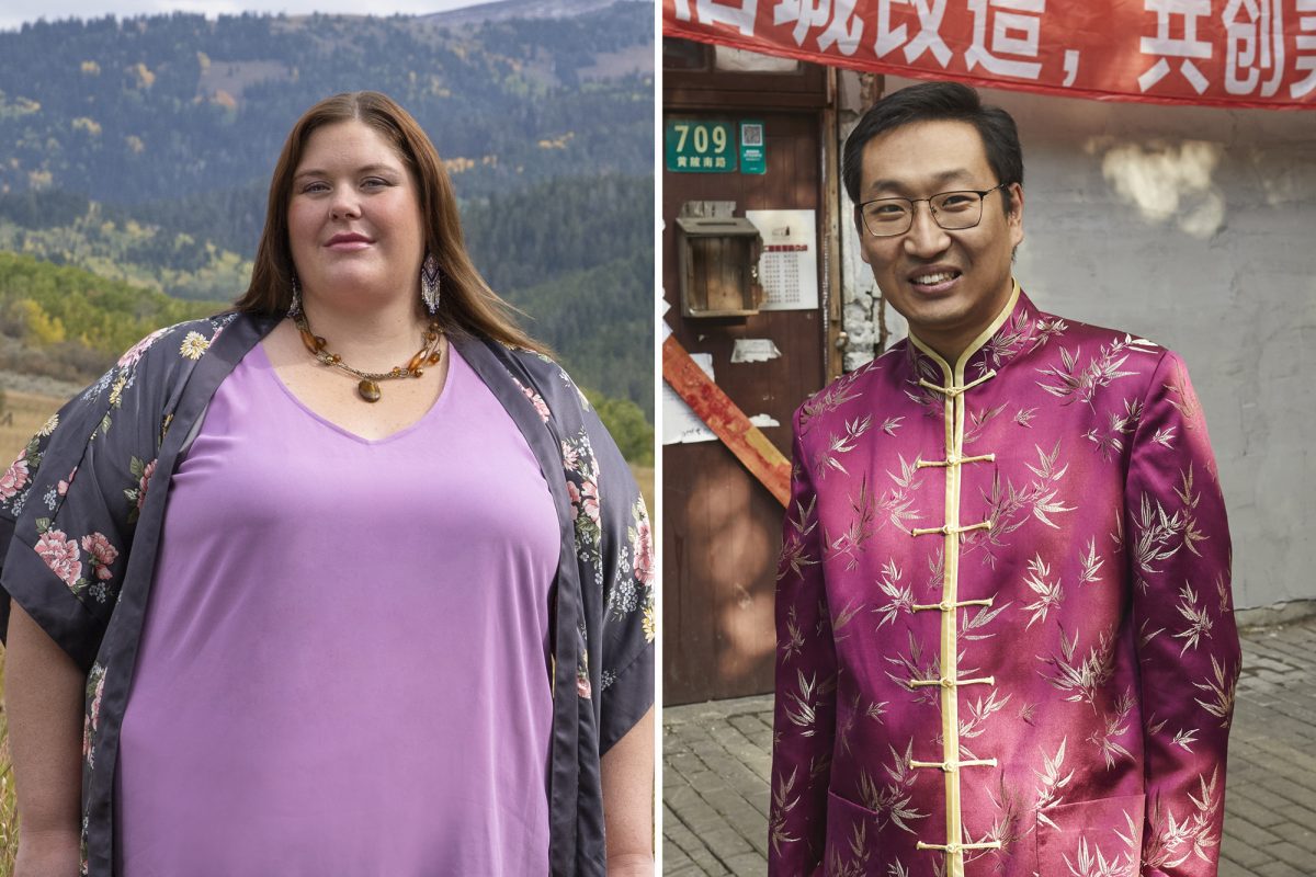 Ella Johnson posed left in Idaho and right Johnny Chao in China for promotional photos 