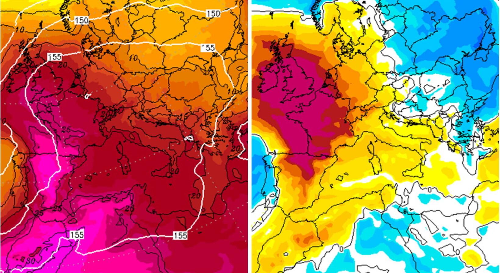 Weather, France and the United Kingdom on the eve of a historic heat wave.  Italy survived the anticyclone