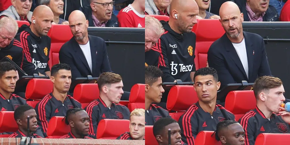 Ten Hag leaves Ronaldo on the bench: his faces are already circulating on the Internet