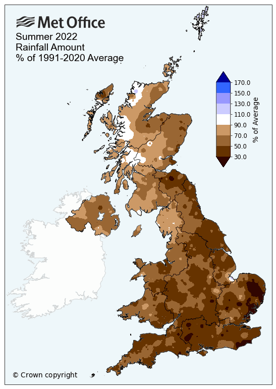 Rainfall Summer 2022 UK
