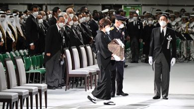 Photo of Shinzo Abe, state funeral and street protests