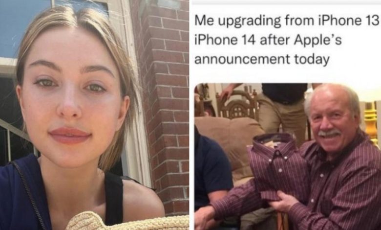 "This is how the iPhone changed from 13 to 14", but the picture is still the same