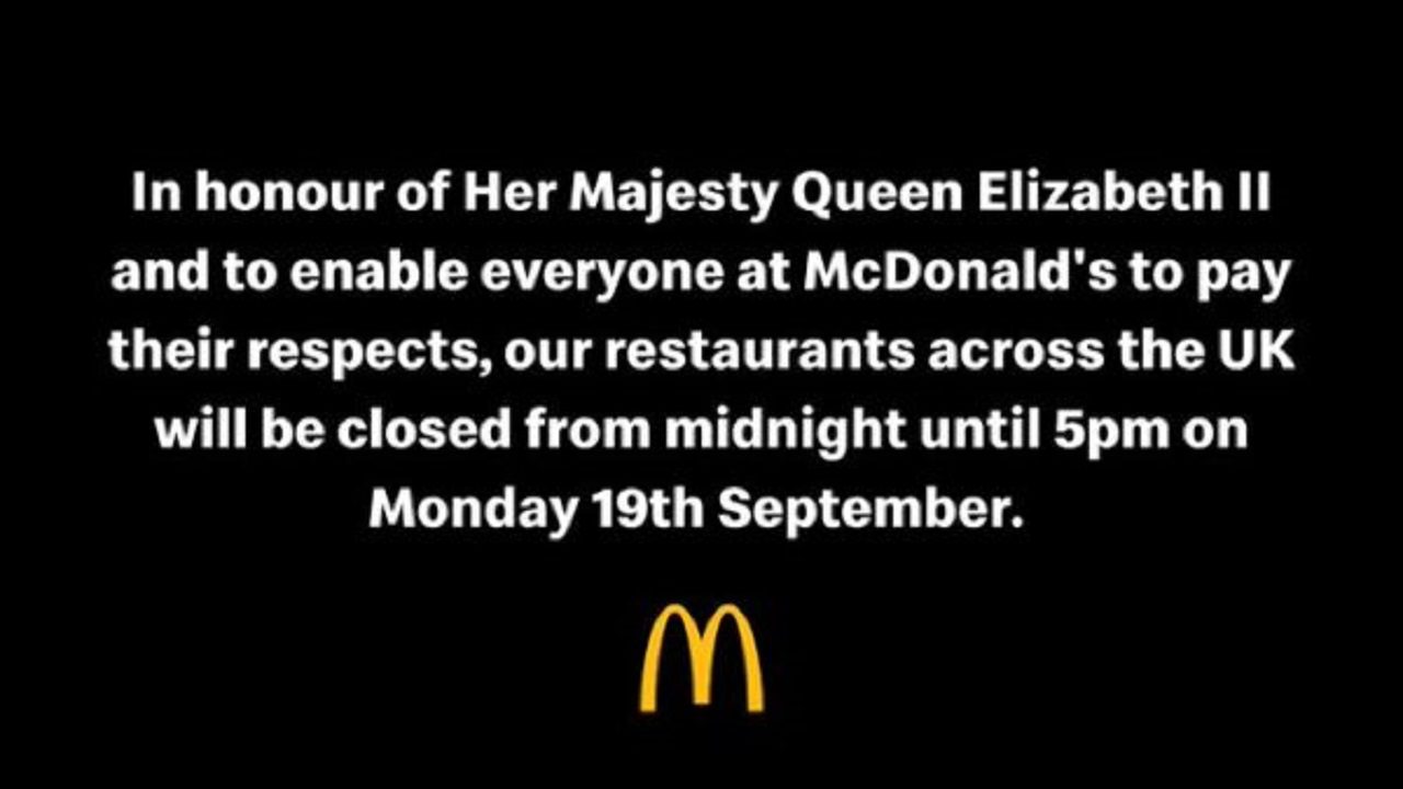 Photo of McDonald’s honors Queen Elizabeth: UK restaurants will be closed during the funeral
