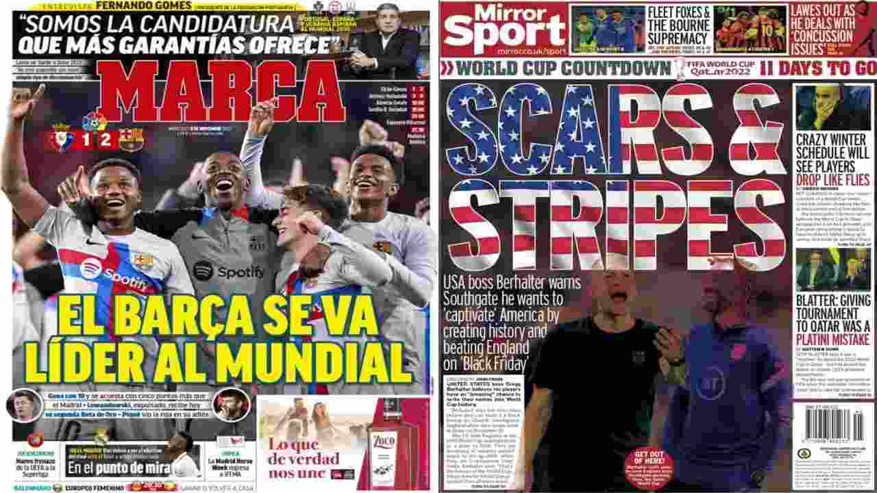 Press review, front pages of sports newspapers November 9