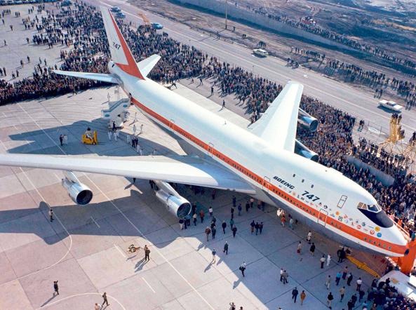 Assembly of the first Boeing 747 in the USA